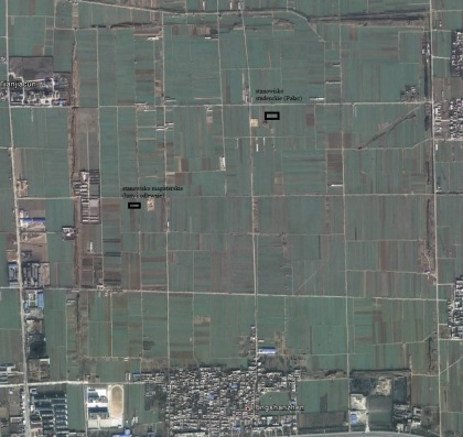 Stanowisko widziane na google map z zaznaczonymi wykopami